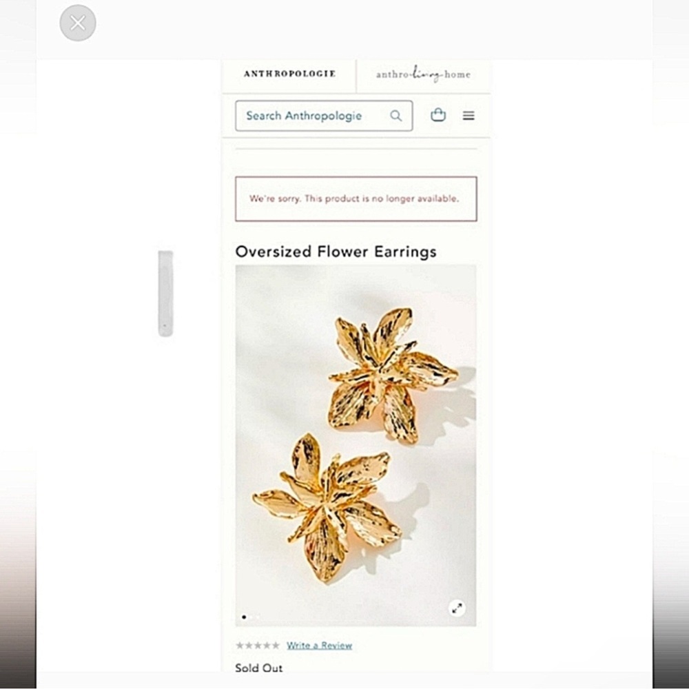 Anthropologie Gold Floral Statement Earrings - Picture 6 of 6
